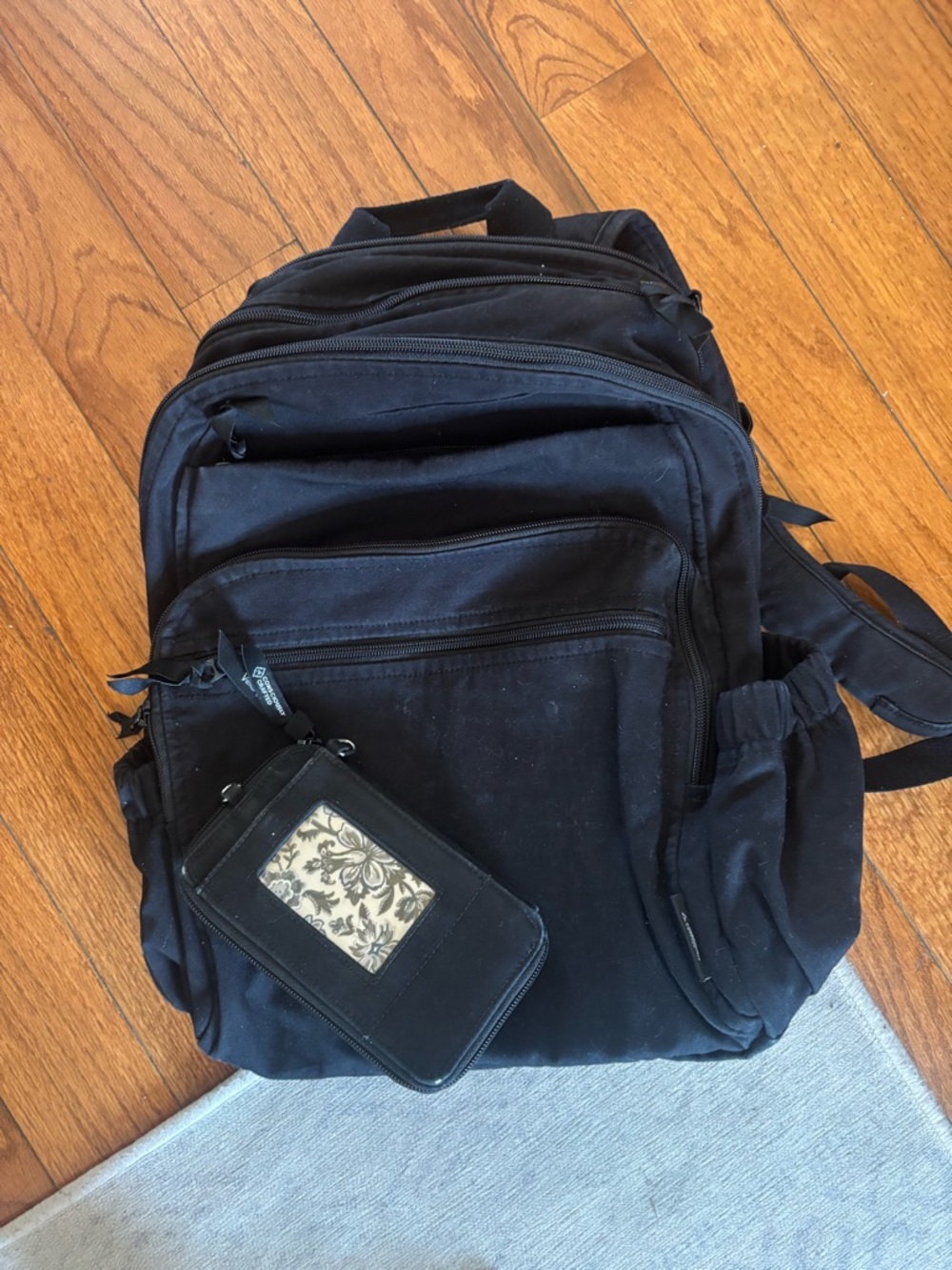 Vera Bradley Black Everyday Backpack with Front Organizer and Matching Wallet